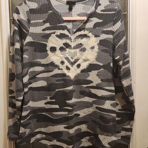 Torrid Gray Camouflage Waffle Knit Top